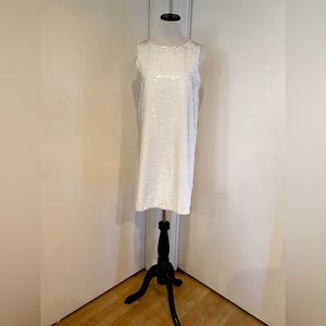 Broadway and Brooms for Madewell White Flip Sequin Shift Dress Size 4